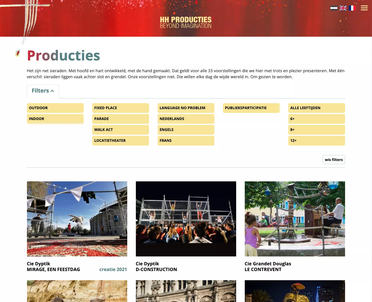 HH Producties website 2021